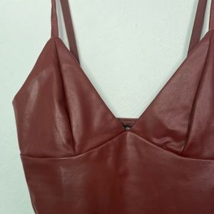 Red/brown leather bodysuit. Free Shipping.